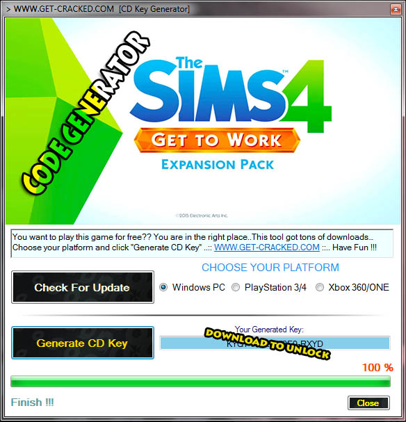 sims 4 get to work product code